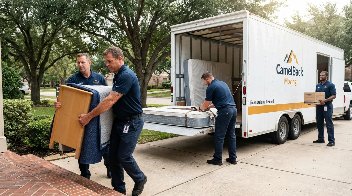Crew loading residential truck for cross-state move from Kenansville, NC