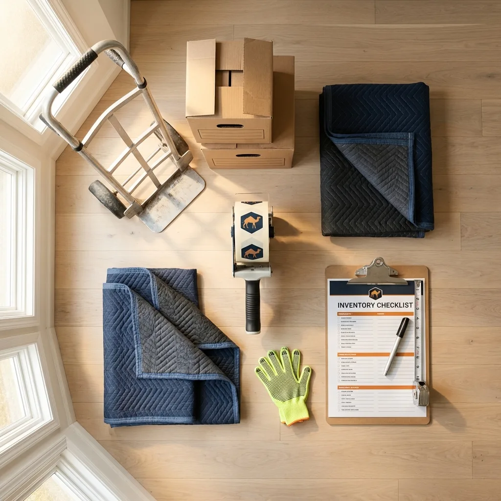 Professional moving supplies and packing materials layout for Kenansville residential relocations